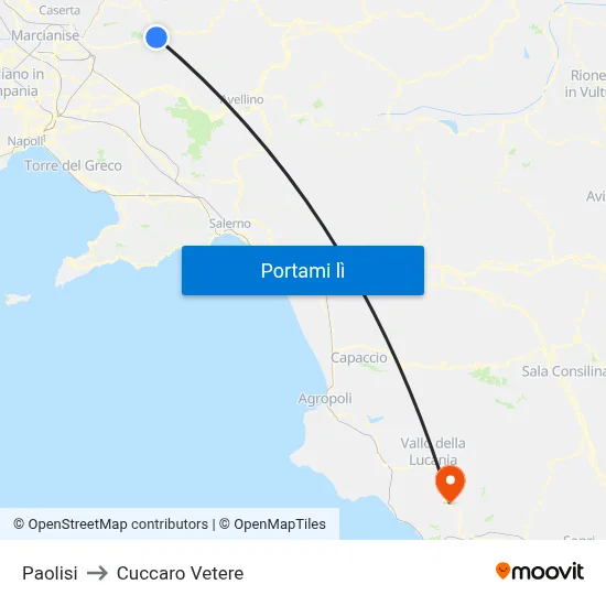 Paolisi to Cuccaro Vetere map
