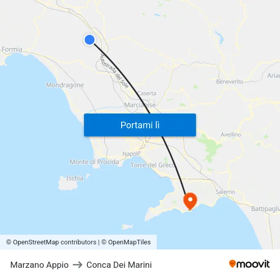 Marzano Appio to Conca Dei Marini map