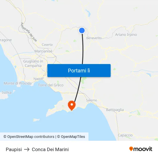 Paupisi to Conca Dei Marini map