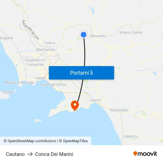 Cautano to Conca Dei Marini map
