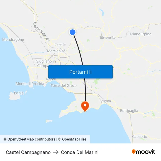 Castel Campagnano to Conca Dei Marini map