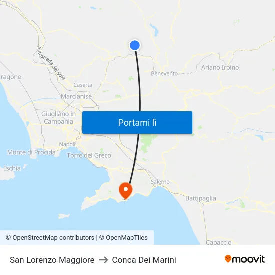 San Lorenzo Maggiore to Conca Dei Marini map
