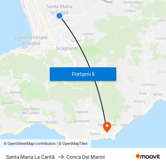 Santa Maria La Caritã to Conca Dei Marini map