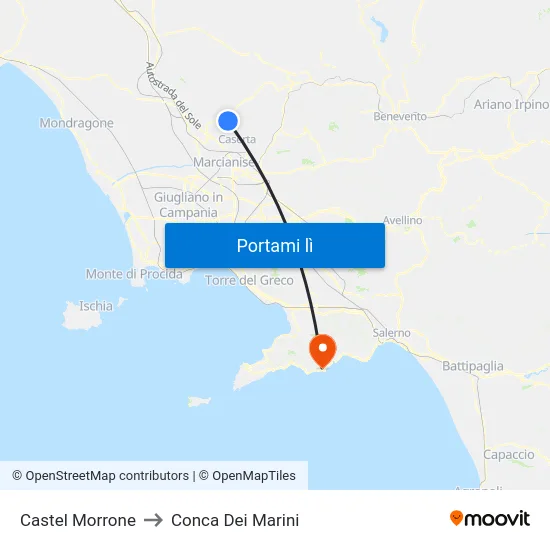 Castel Morrone to Conca Dei Marini map