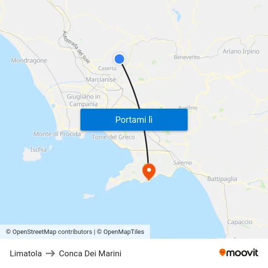 Limatola to Conca Dei Marini map