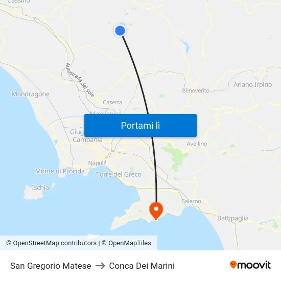 San Gregorio Matese to Conca Dei Marini map