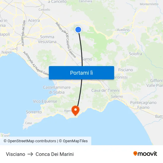 Visciano to Conca Dei Marini map