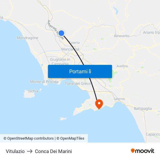 Vitulazio to Conca Dei Marini map