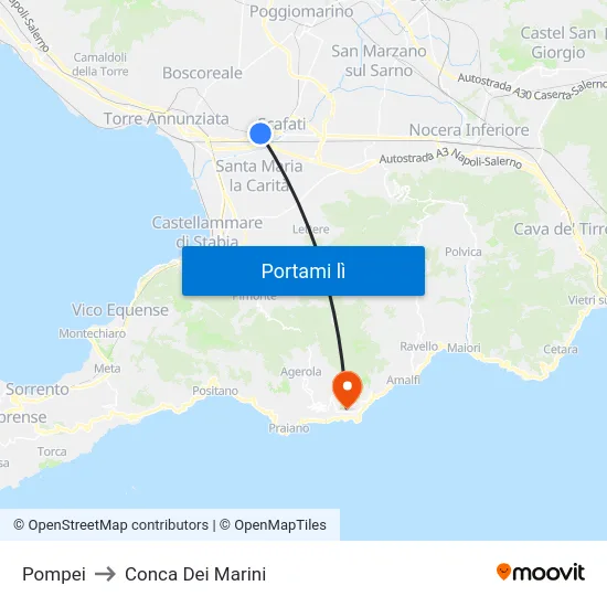 Pompei to Conca Dei Marini map