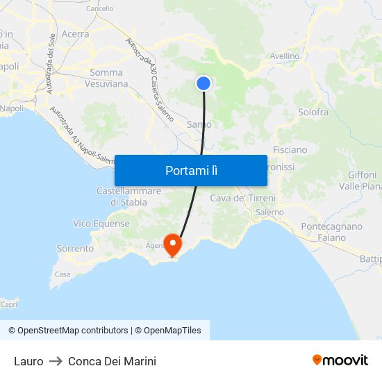 Lauro to Conca Dei Marini map