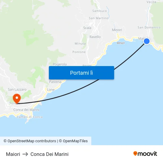 Maiori to Conca Dei Marini map