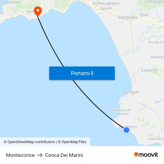 Montecorice to Conca Dei Marini map