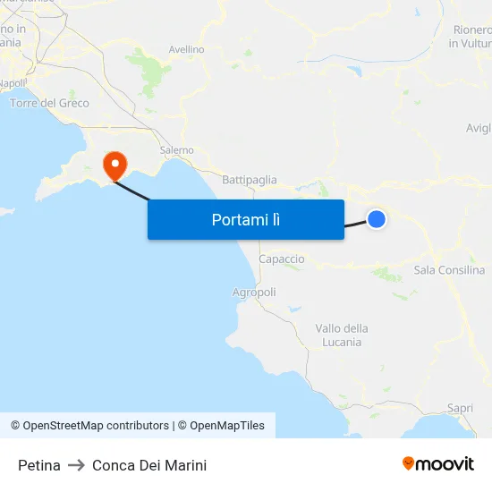 Petina to Conca Dei Marini map