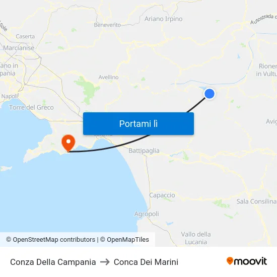 Conza Della Campania to Conca Dei Marini map