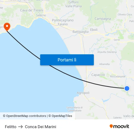 Felitto to Conca Dei Marini map
