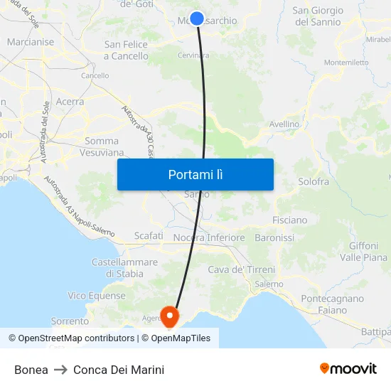 Bonea to Conca Dei Marini map