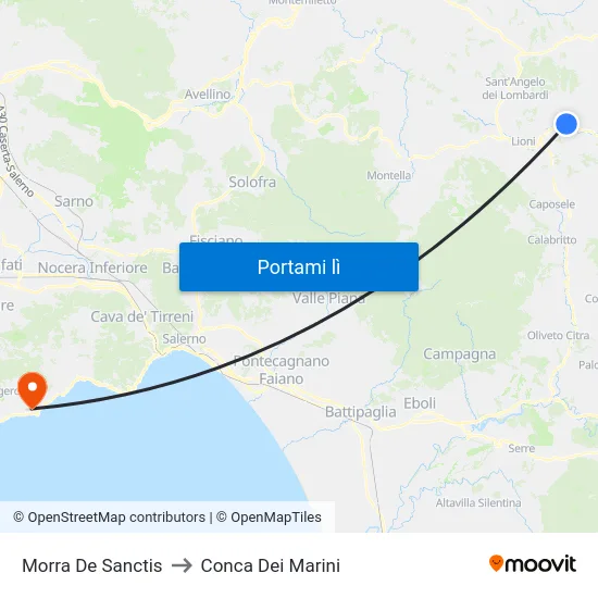 Morra De Sanctis to Conca Dei Marini map