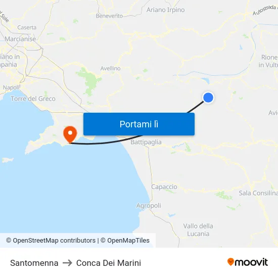 Santomenna to Conca Dei Marini map