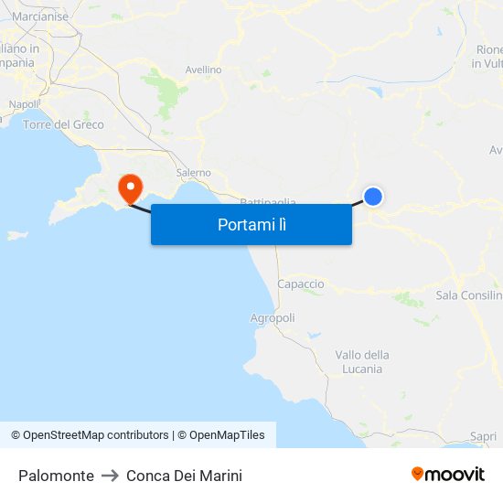 Palomonte to Conca Dei Marini map