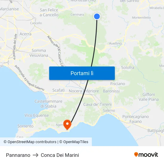 Pannarano to Conca Dei Marini map