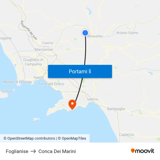 Foglianise to Conca Dei Marini map