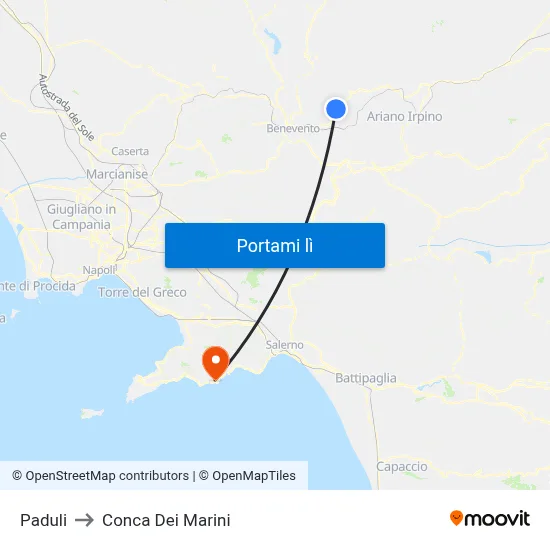 Paduli to Conca Dei Marini map