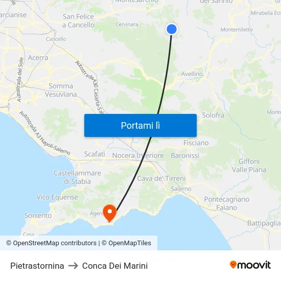 Pietrastornina to Conca Dei Marini map