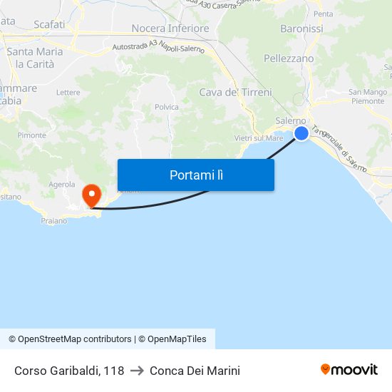 Corso Garibaldi, 118 to Conca Dei Marini map