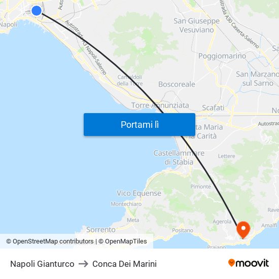 Napoli Gianturco to Conca Dei Marini map