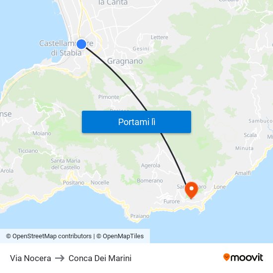 Via Nocera to Conca Dei Marini map