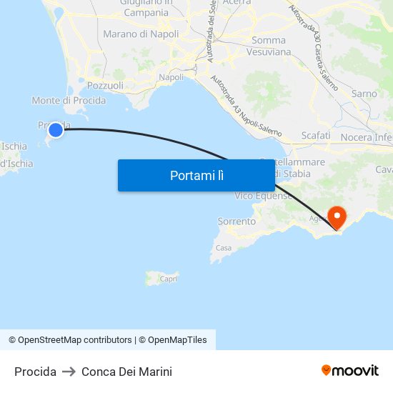 Procida to Conca Dei Marini map