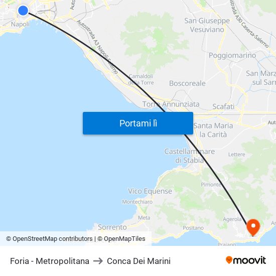 Foria - Metropolitana to Conca Dei Marini map