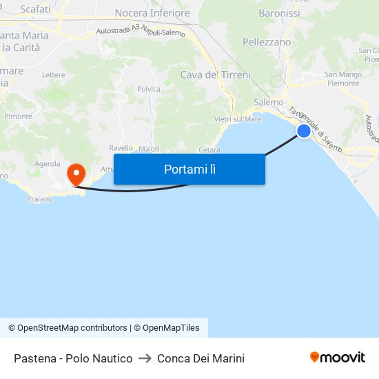 Pastena  - Polo Nautico to Conca Dei Marini map