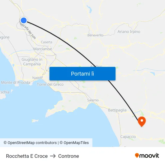Rocchetta E Croce to Controne map