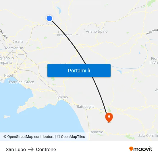 San Lupo to Controne map