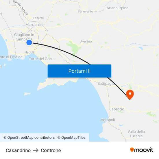 Casandrino to Controne map