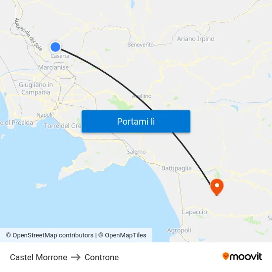 Castel Morrone to Controne map