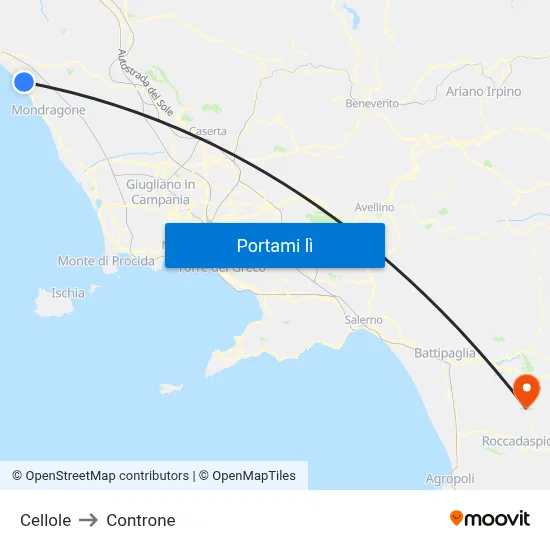 Cellole to Controne map