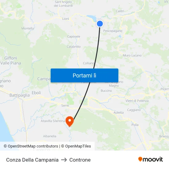 Conza Della Campania to Controne map