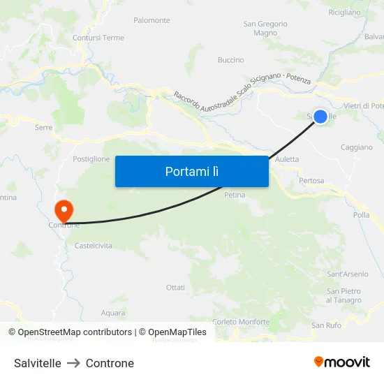 Salvitelle to Controne map