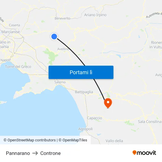 Pannarano to Controne map