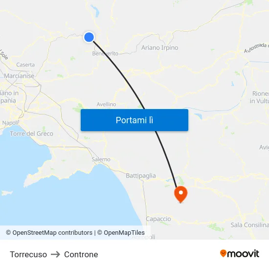 Torrecuso to Controne map