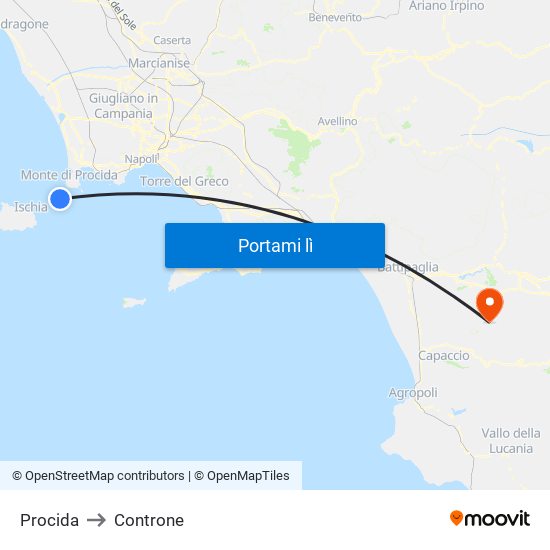 Procida to Controne map