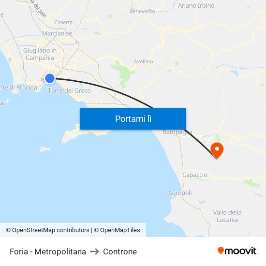 Foria - Metropolitana to Controne map