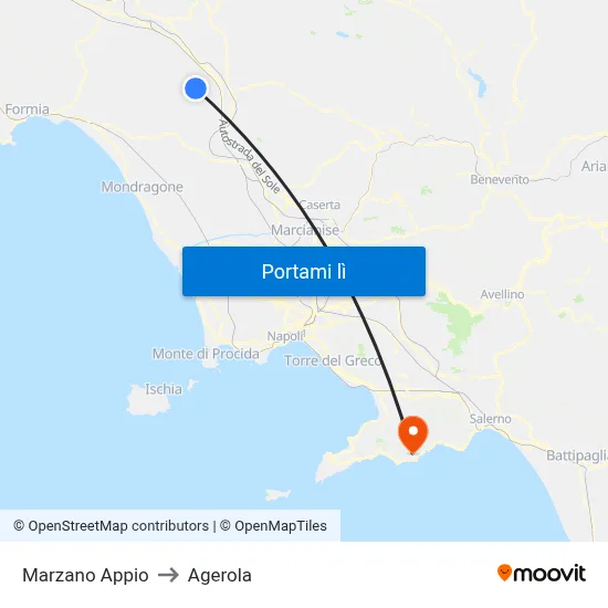 Marzano Appio to Agerola map