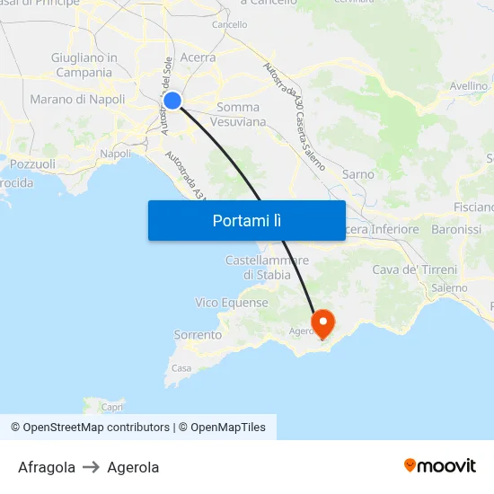 Afragola to Agerola map