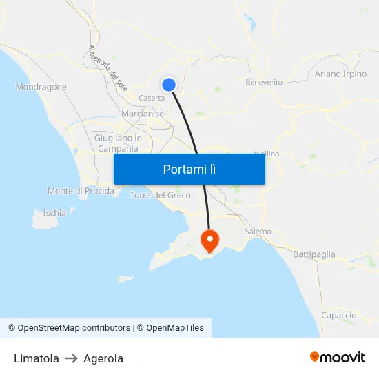 Limatola to Agerola map