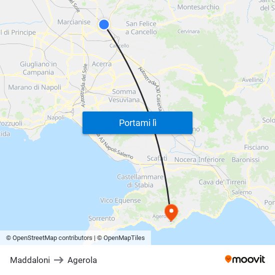 Maddaloni to Agerola map