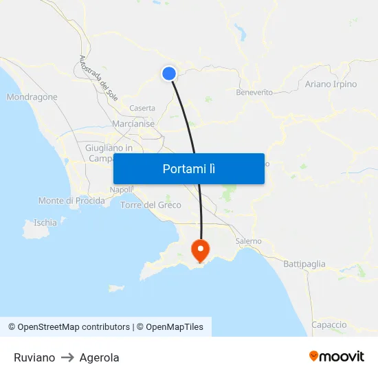 Ruviano to Agerola map