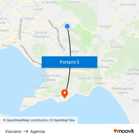Visciano to Agerola map